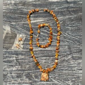 Earthy Tones Stone Necklace and Bracelet Set